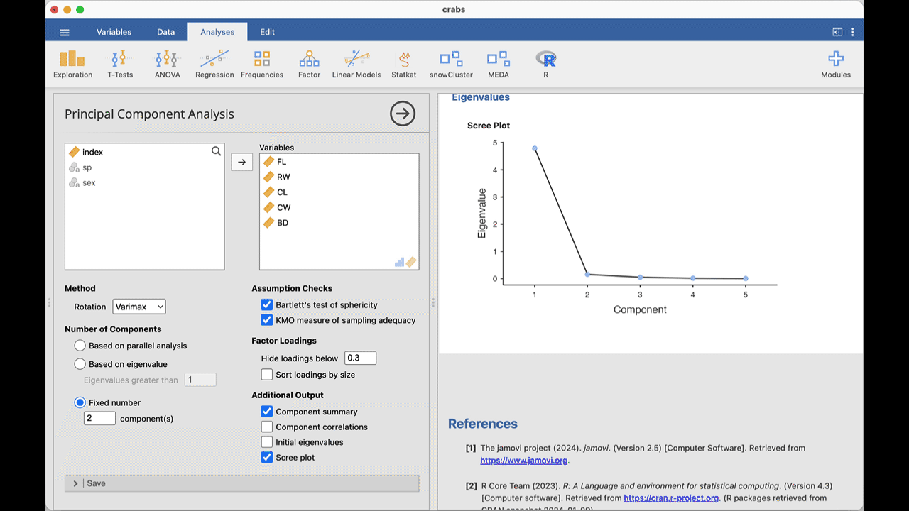 Click to enlarge. PCA plotting in Jamovi.